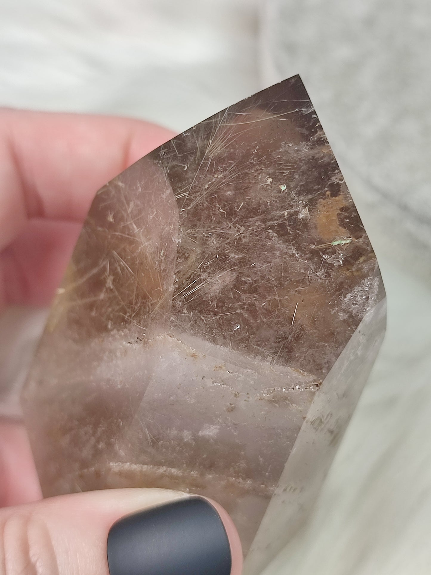 Punta cuarzo con rutilo y hematite - n° 50