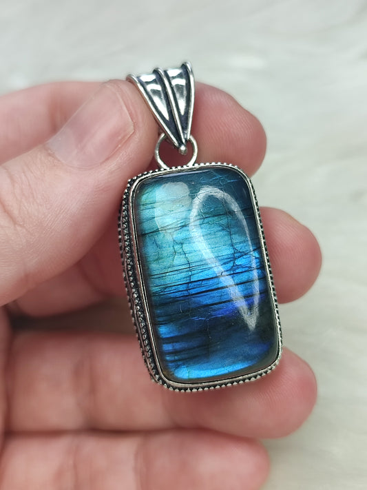 Colgante baño de plata con labradorita flash - N° 145