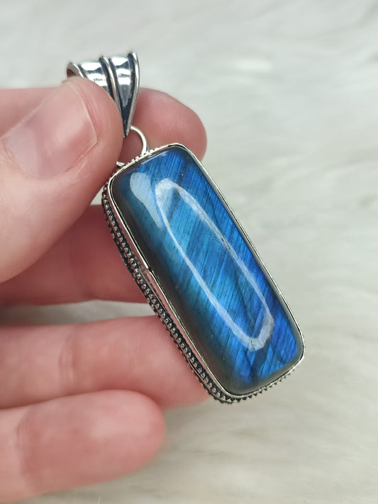 Colgante baño de plata con labradorita flash - N° 146