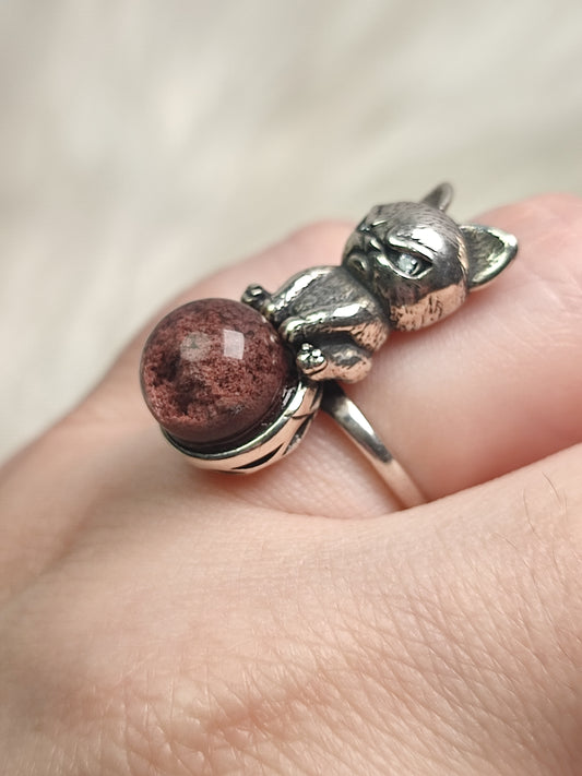 Anillo plata de ley 925 con cuarzo jardin chamanico n° 1