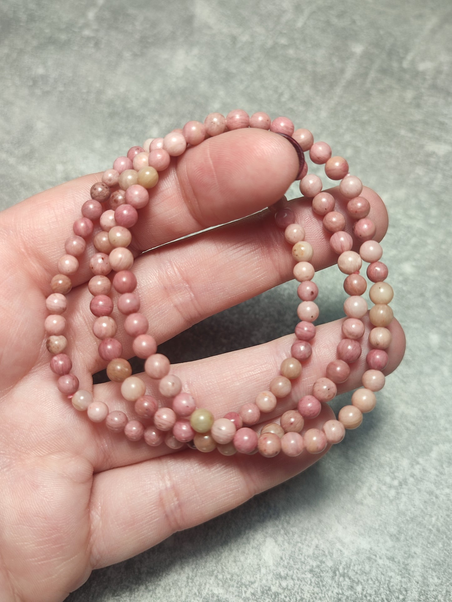 Pulsera elástica bolas 4 mm - Rodonita