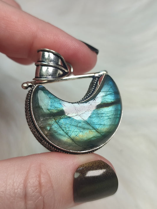 Colgante baño de plata con labradorita flash - n°2