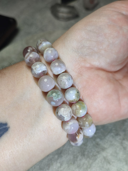 Pulsera elástica esferas de ágata sakura 10 mm