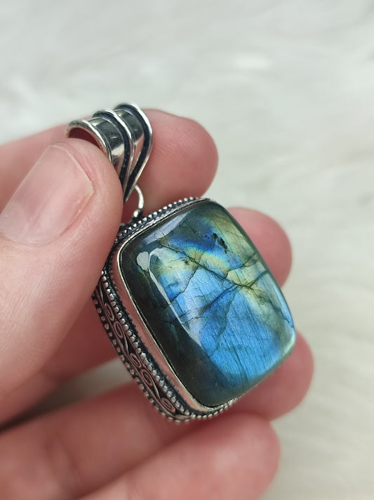 Colgante baño de plata con labradorita flash - N° 147