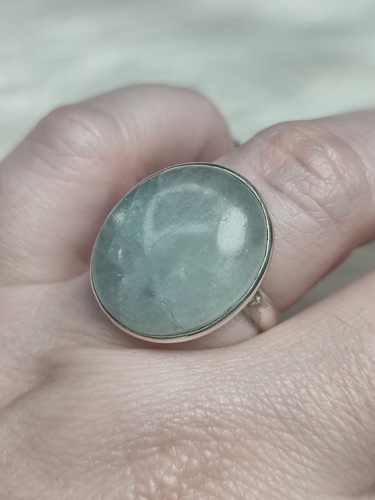 Anillo plata 925 con aguamarina - ajustable n° 37