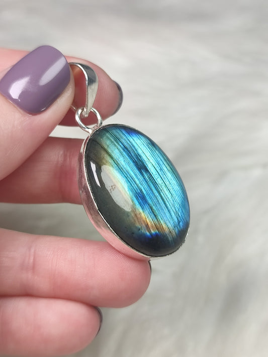 Colgante baño plata y Labradorita flash n° A22