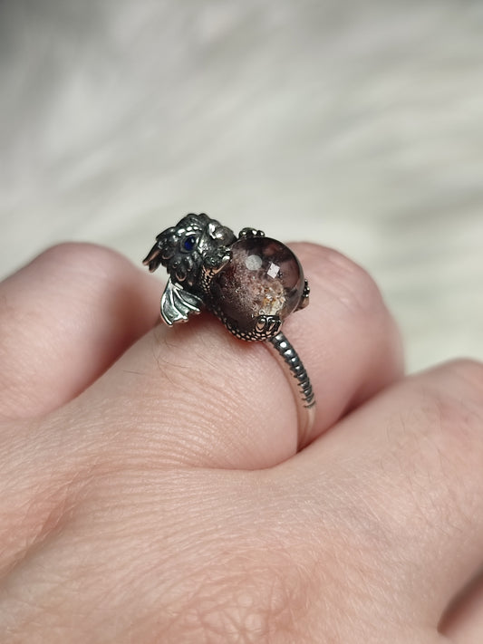 Anillo plata de ley 925 con cuarzo jardín - Dragón bebé 303