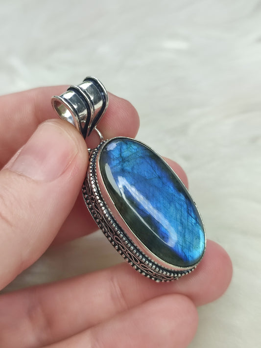 Colgante baño de plata con labradorita flash - N° 149