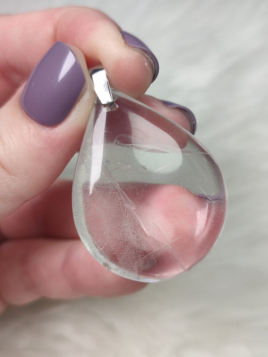 Colgante acero con cuarzo roca n°A2