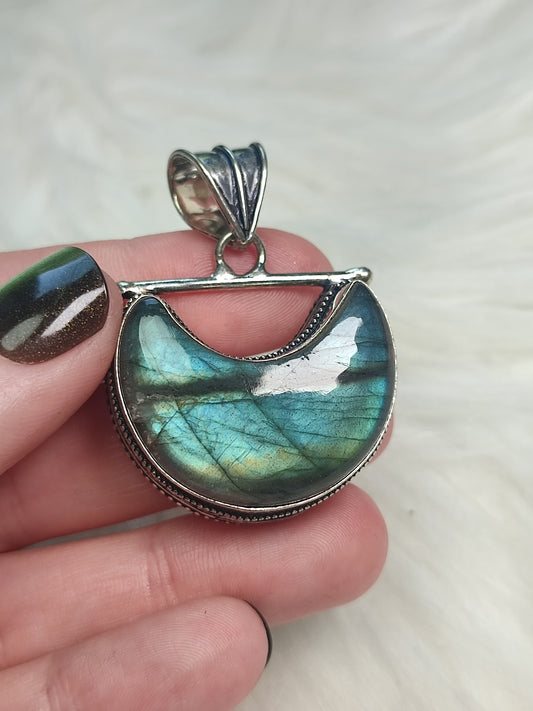 Colgante baño de plata con labradorita flash - n°2