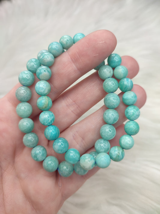 Pulsera elástica esferas de amazonita - 8 mm