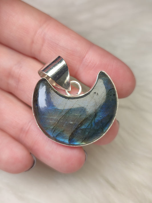 Colgante luna baño de plata con Labradorita n° 56