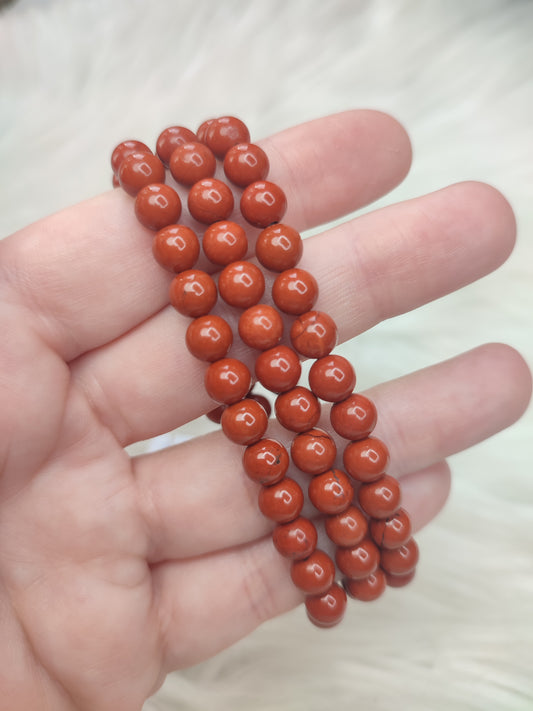Pulseras bolas jaspe rojo - 6 mm