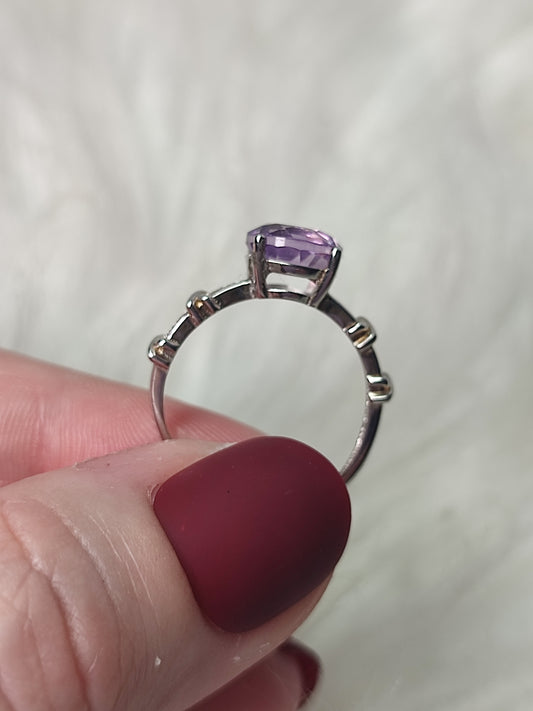 Anillo plata de ley 925 con amatista facetada y tallada n° 51