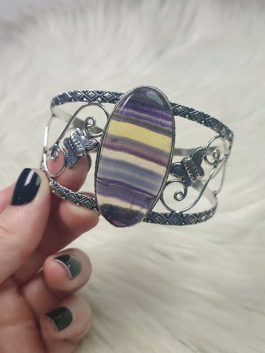 Brazalete baño de plata con fluorita - N° 23