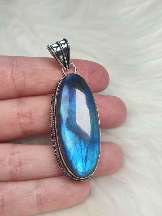 Colgante baño de plata con labradorita flash - n°5