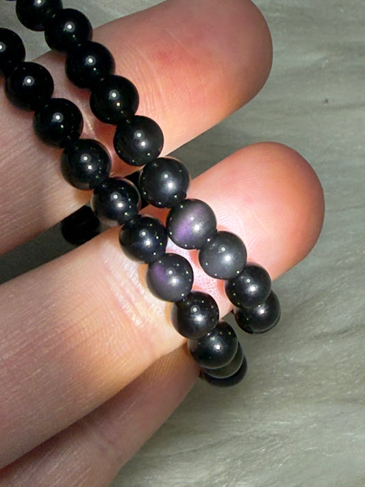 Pulsera bola obsidiana arcoiris 5 mm