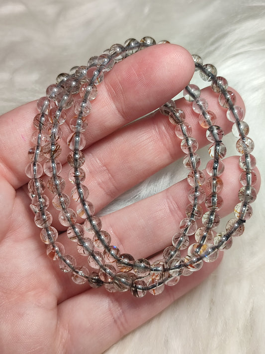 Pulsera elástica esferas de rutilo cobre extra 4 mm