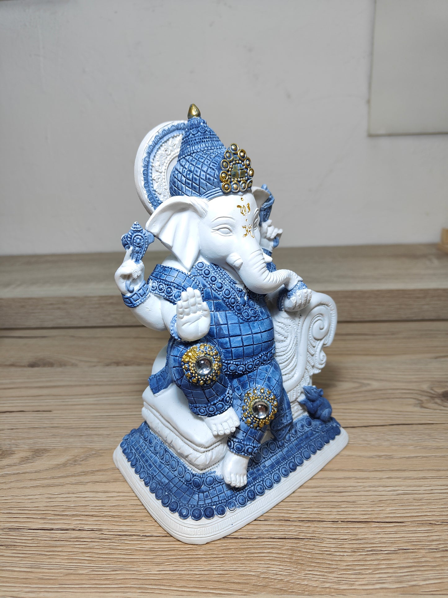 Ganesha Azul Y Blanca - Prosperidad y Protección