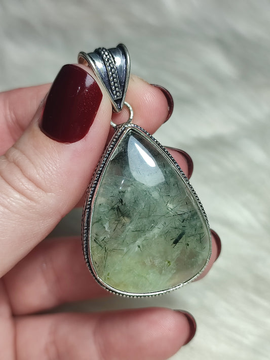 Colgante baño plata de prehnita n°20