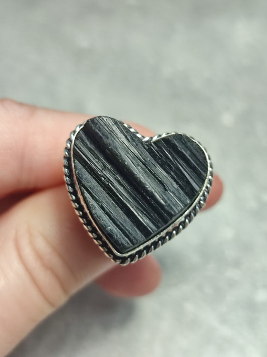 Anillo baño de plata con turmalina n°2