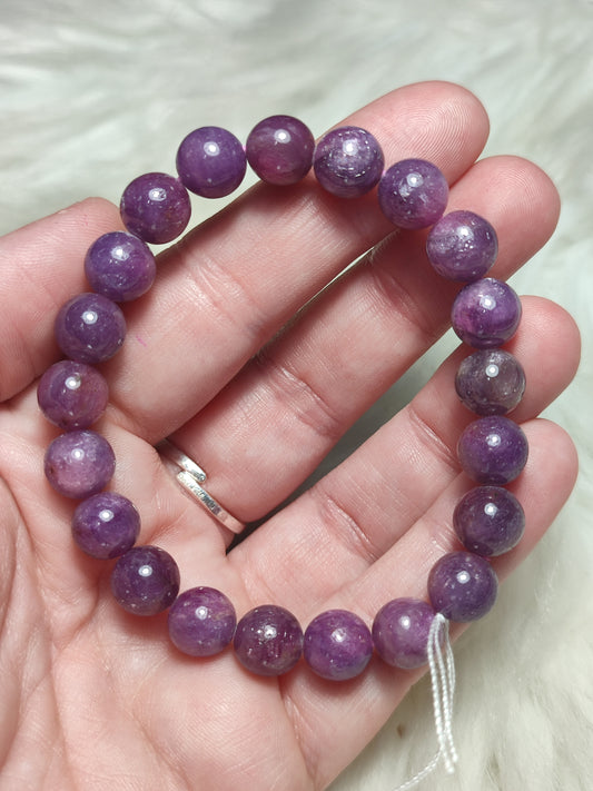 Pulsera unica esferas de rubí natural extra 9 mm