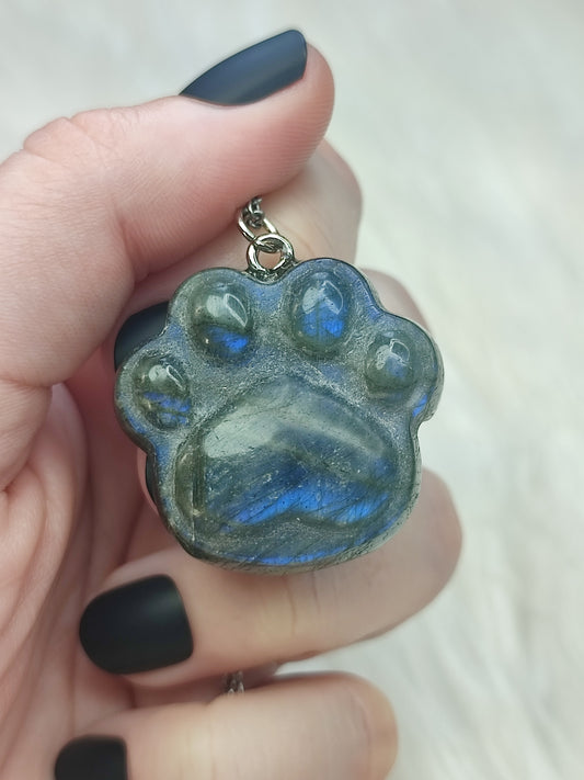 Colgante acero huella labradorita n°250