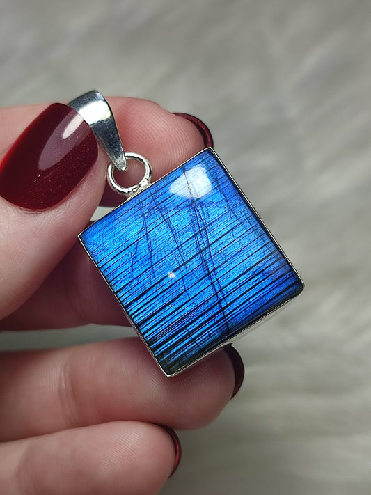 Colgante baño de plata con labradorita flash - N° 63