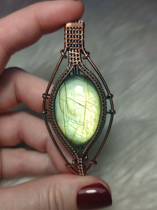 Colgante filigrana cobre con labradorita flash 60