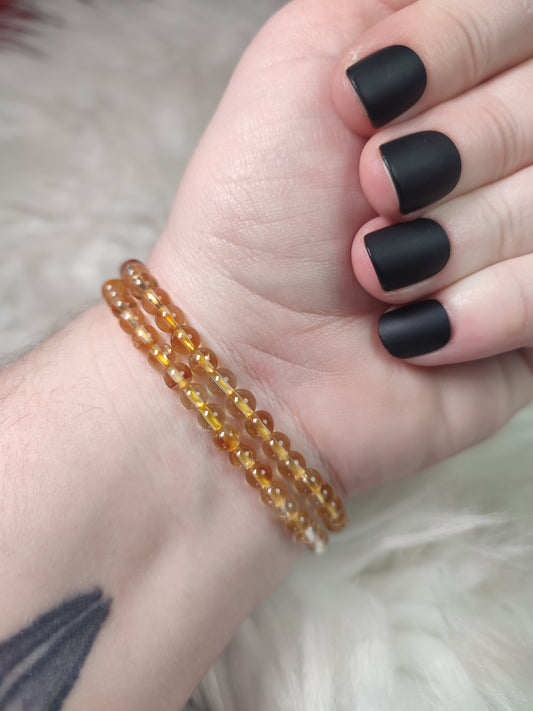 Pulsera elástica bolas 4 mm - Citrino natural