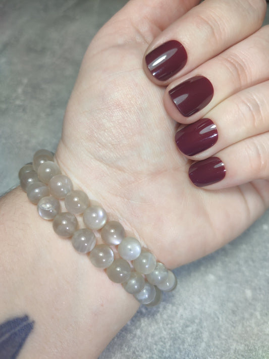 Pulsera elástica bolas 8 mm - piedra luna crema silky extra