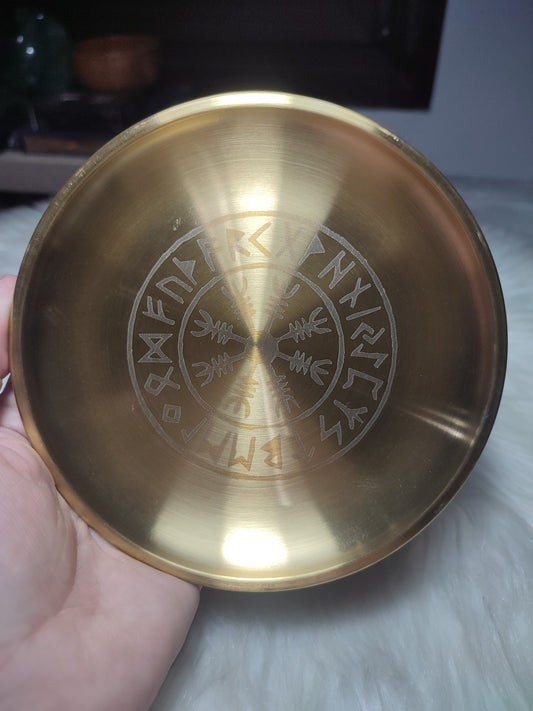 Plato de color bronce con Vegvisir Vikingo - Protección