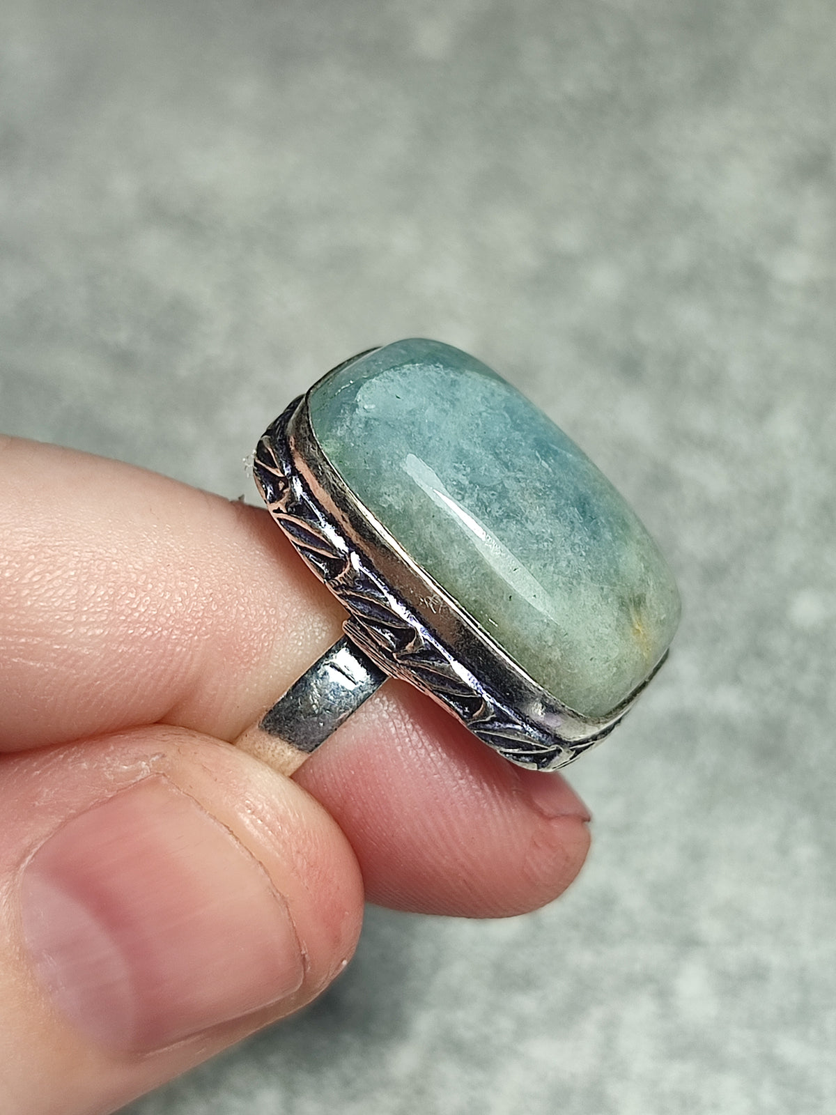 Anillo baño de plata con Aguamarina n°1