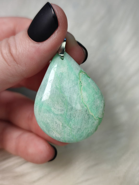 Colgante acero con piedra luna verde n°135