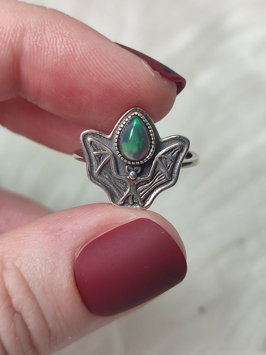 Anillo plata de ley 925 con ópalo negro n° 48