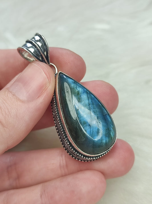 Colgante baño de plata con labradorita flash - N° 148