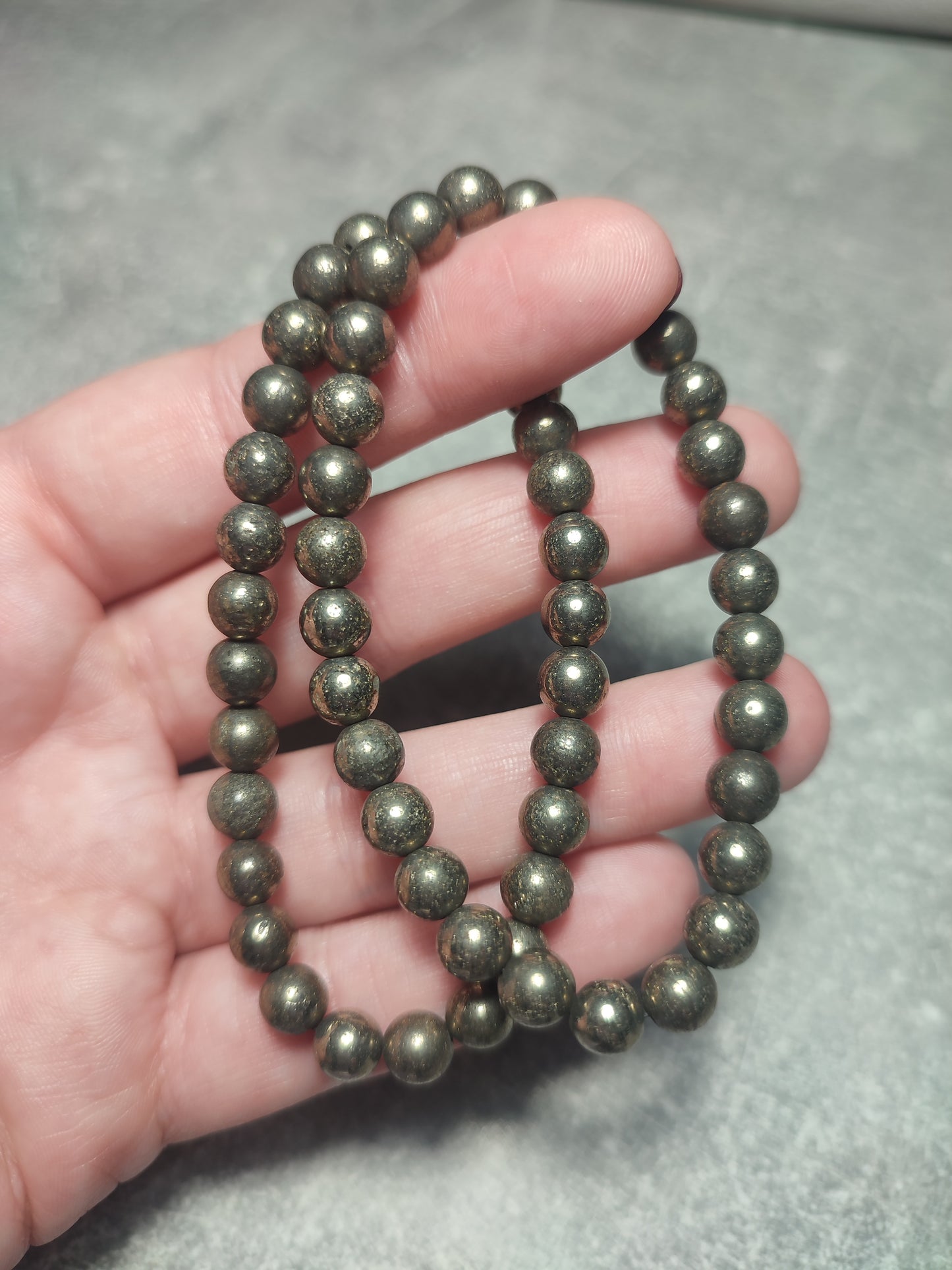 Pulsera elástica bolas 6 mm - Pirita