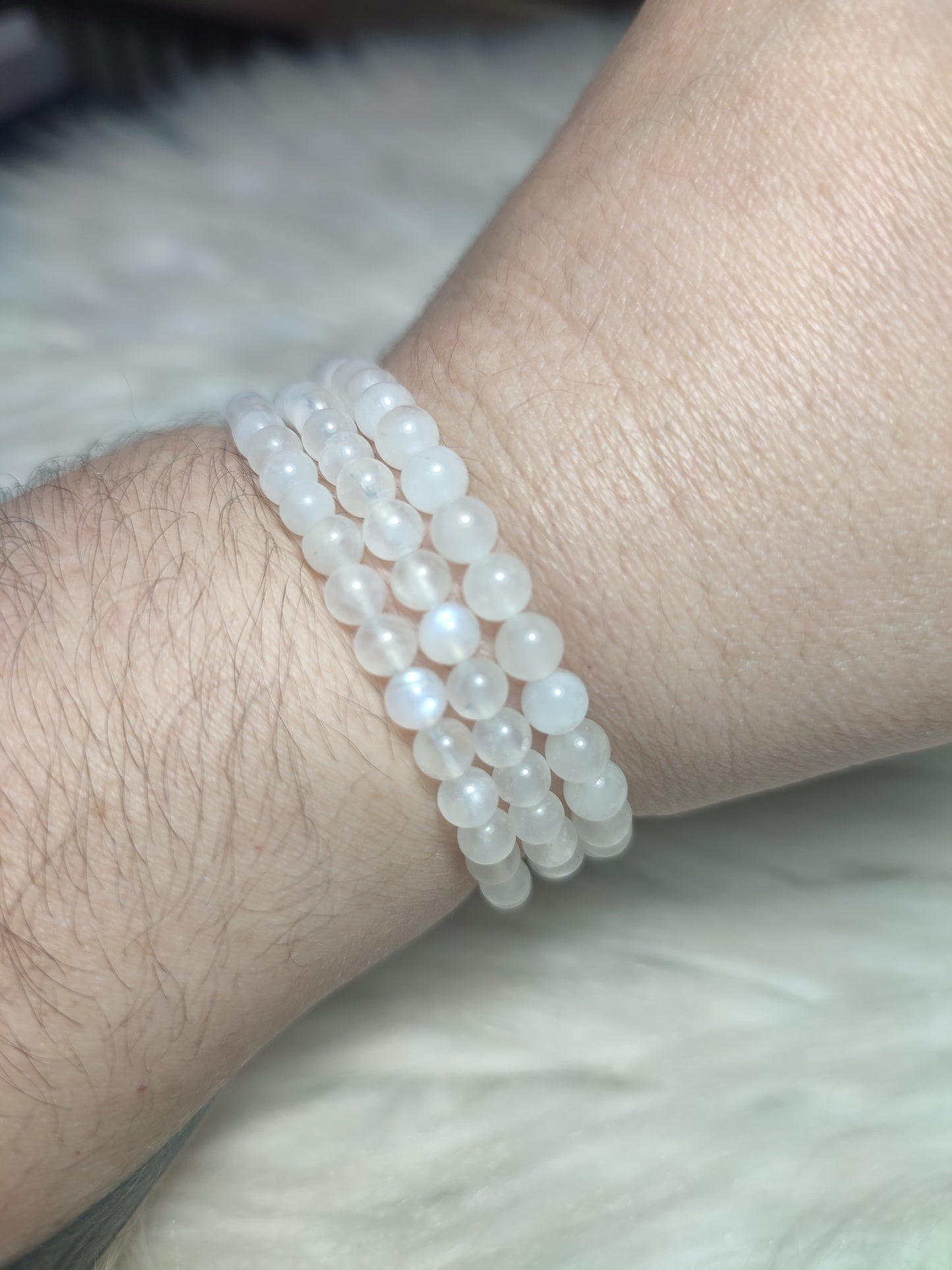 Pulsera bola piedra luna 4 mm