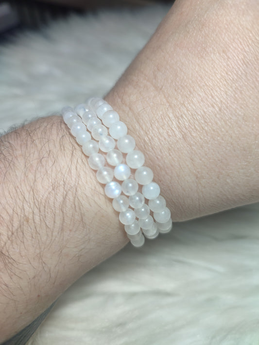 Pulsera bola piedra luna 4 mm