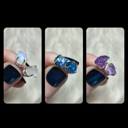 Pendientes plata 925 con mineral en bruto