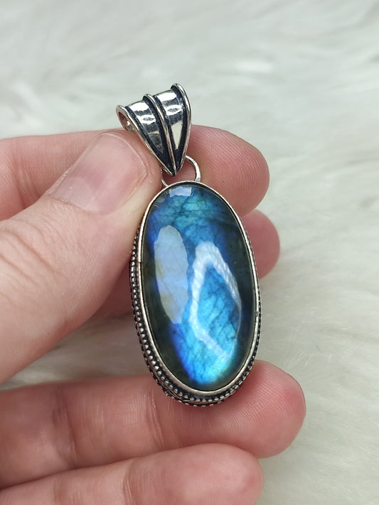 Colgante baño de plata con labradorita flash - N° 149