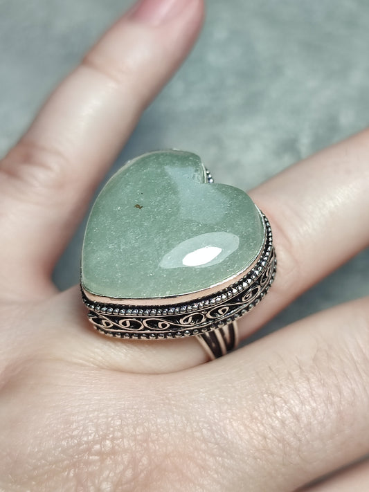 Anillo baño de plata con aventurina verde n°4