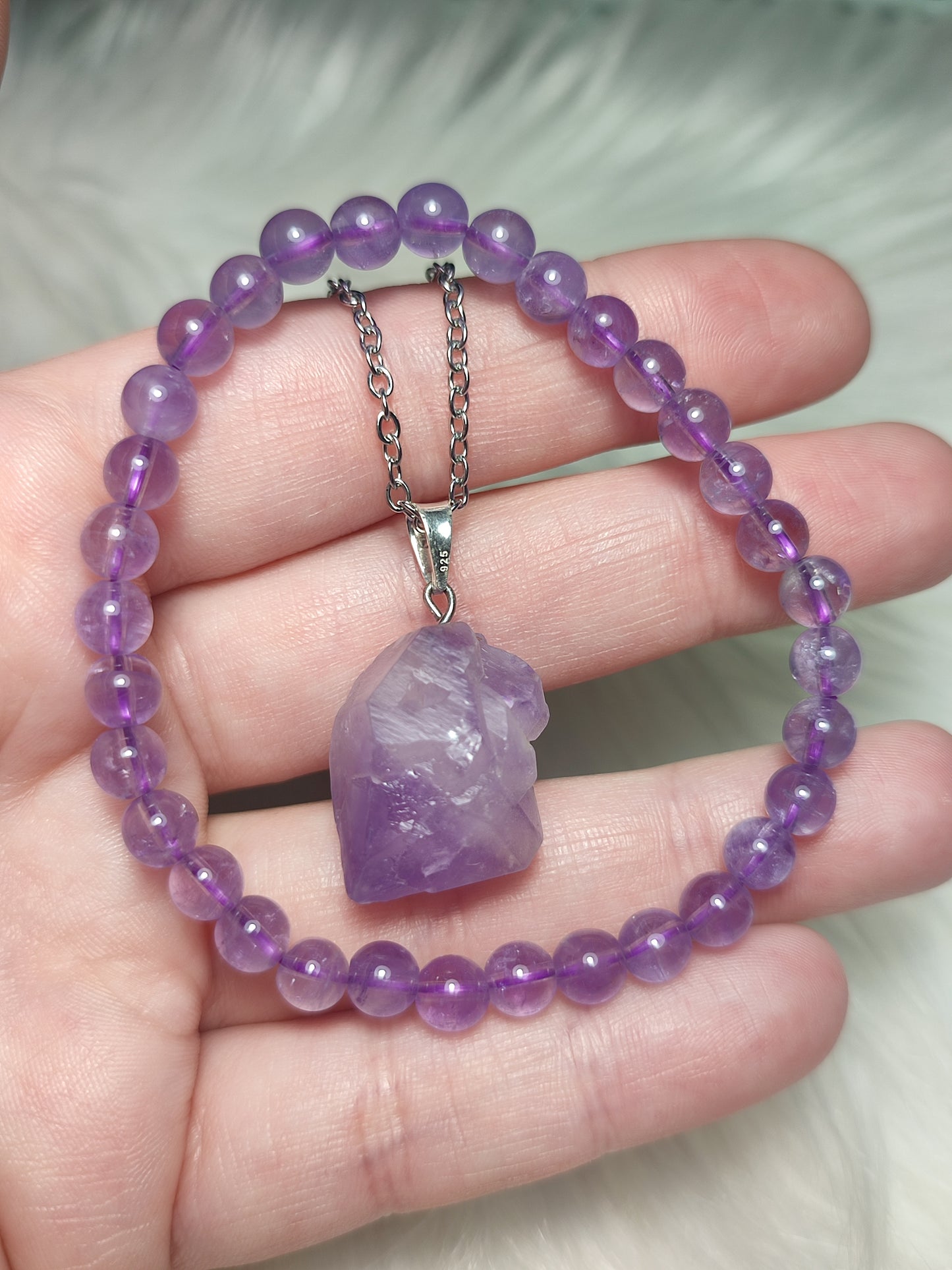 Conjunto colgante y pulsera amatista n°422