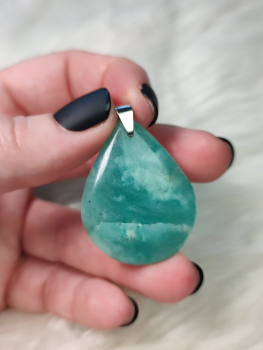 Colgante acero con amazonita n°126