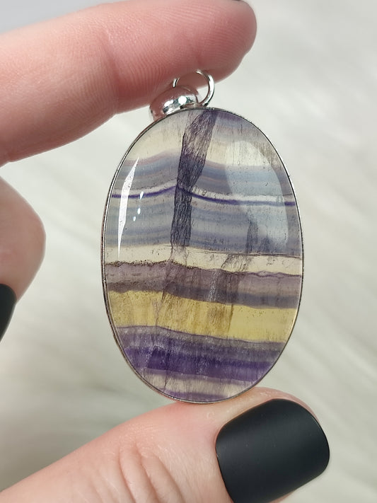 Colgante baño de plata flúorita n°23