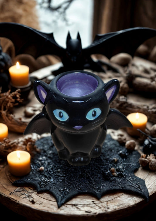 Quemador De Aceite y Cera- Gatito Murcielago