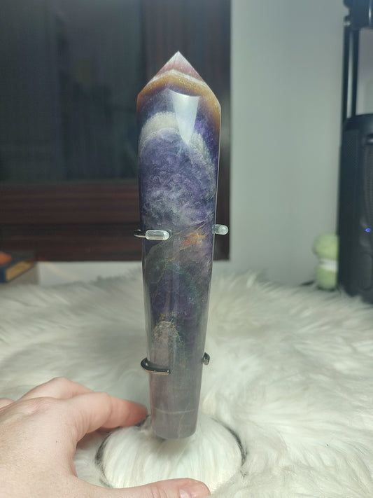 Gran cetro fluorita multicolor con mica 579 gramos