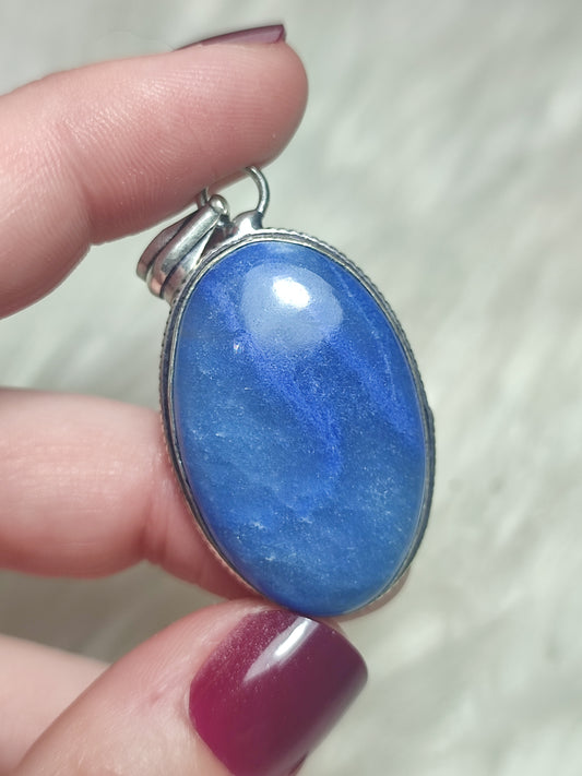 Colgante baño de plata con aventurina azul 59