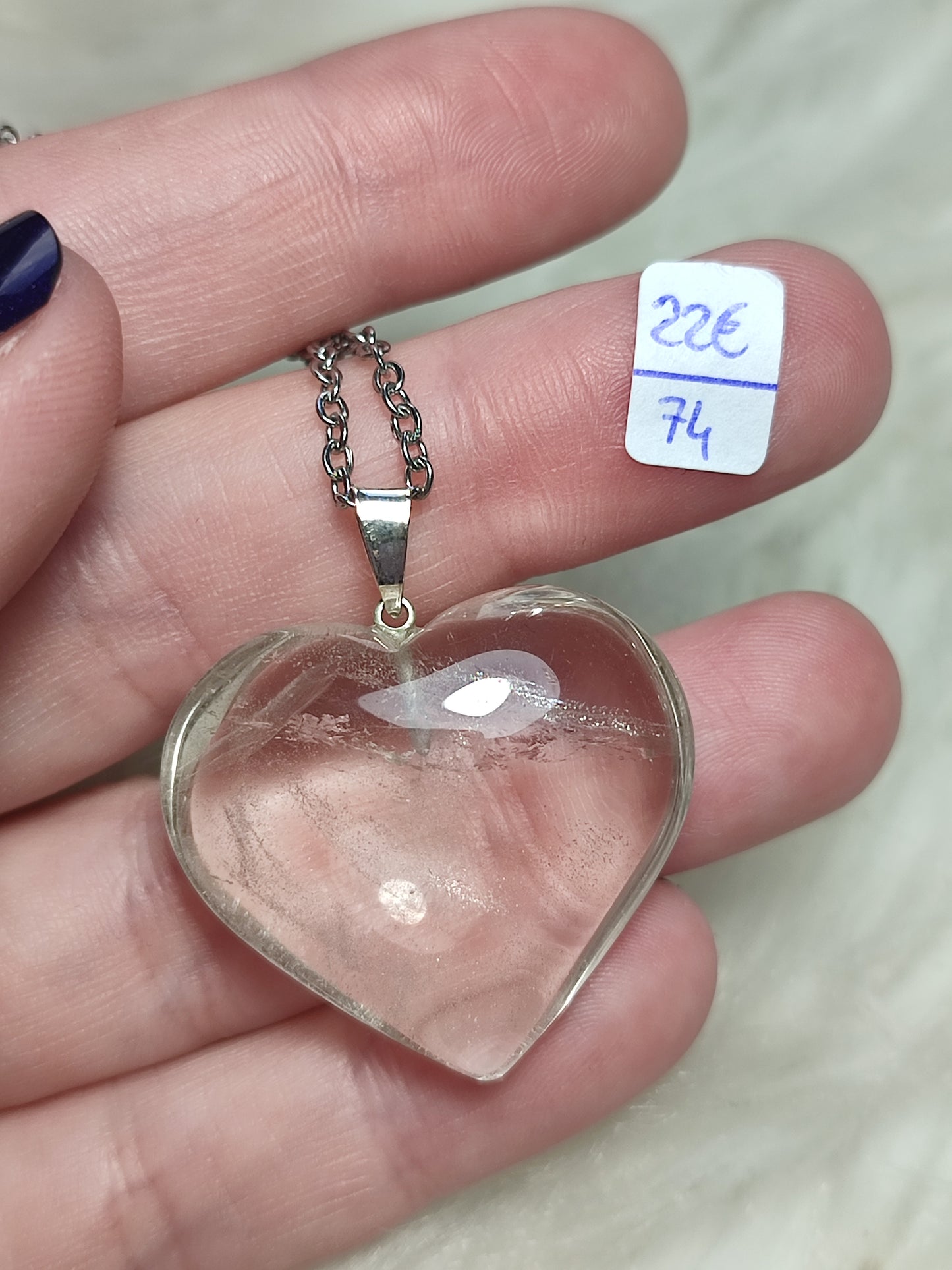 Collar corazón cuarzo ahumado plata - N°74