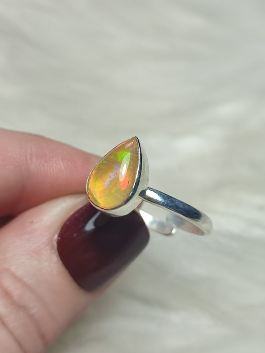 Anillo plata 925 con ópalo Etiope- ajustable n° 60